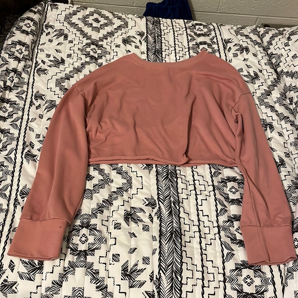 Pink Crop Crew Sweater